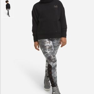 foil camo mesh lattice leggings